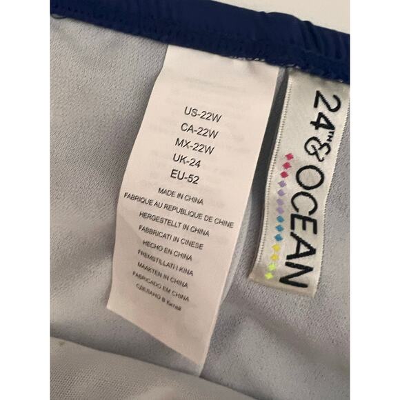 NWT 24th & Ocean Mid Waist Skirted Hipster Bikini Swimsuit Bottom Blue Size 22W - Picture 4 of 7